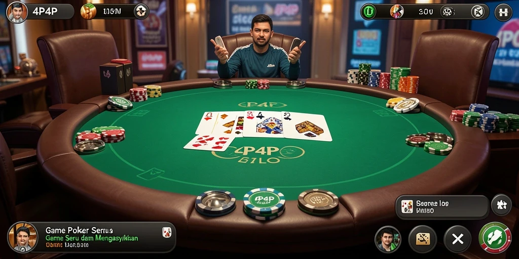 Screenshot 4P4P menampilkan permainan poker yang seru dan interaktif.