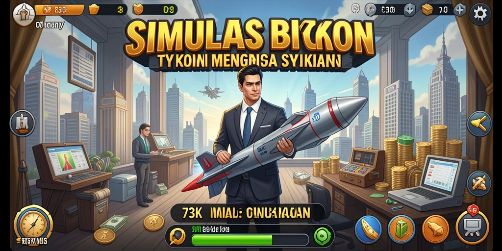 Gameplay 73K menampilkan manajemen bisnis yang seru dan interaktif.