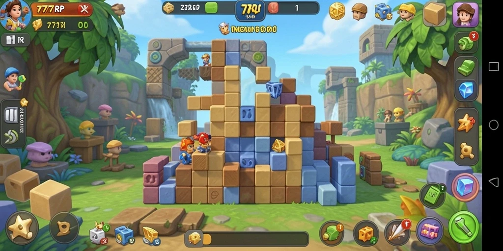 Tampilan gameplay menantang di 77RP dengan berbagai teka-teki.