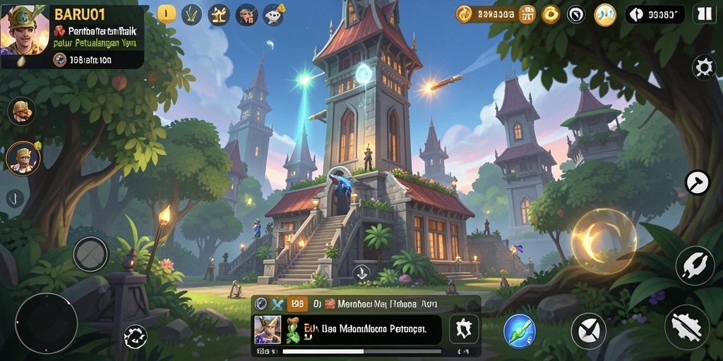 Screenshot utama menampilkan aksi menara dalam BARU01 yang menegangkan.