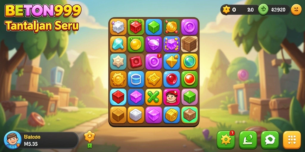 Tampilan gameplay seru dalam game Match-3 BETON999.