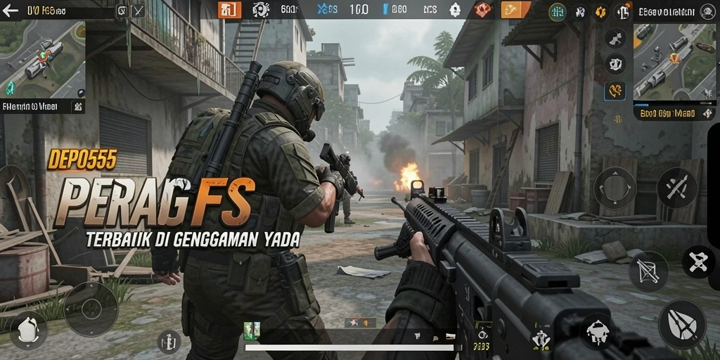Tangkapan layar menunjukkan aksi seru DEPO555 dalam gameplay FPS.