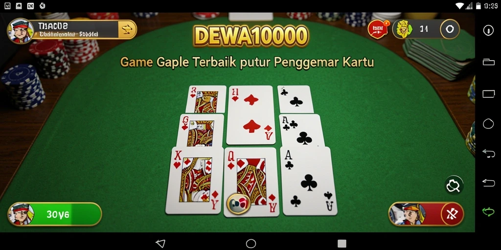 Tampilan antarmuka DEWA1000 dengan gameplay Gaple yang seru.