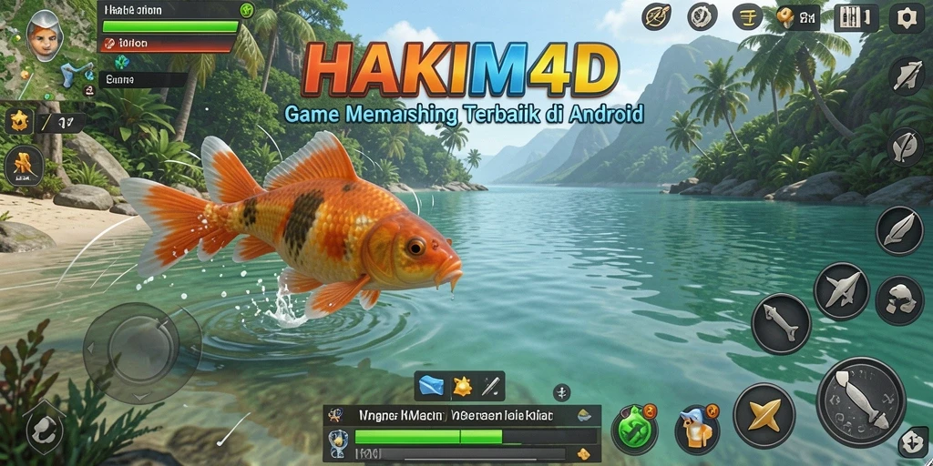 Tampilan gameplay HAKIM4D yang menawan dengan aksi memancing yang seru.