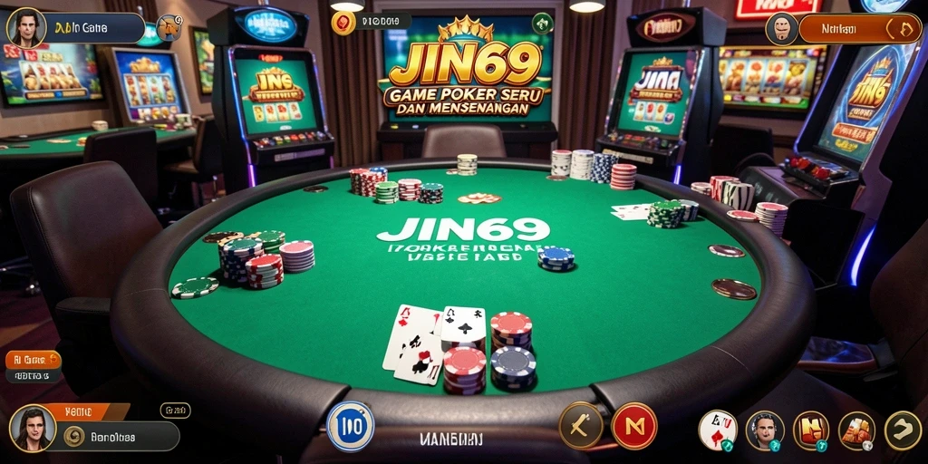Tampilan gameplay mendebarkan dari JIN69 dengan suasana poker yang nyata.