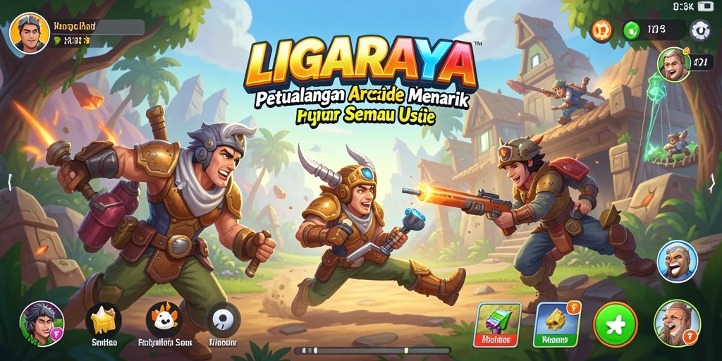 Tampilan seru gameplay LIGARAYA yang penuh warna dan tantangan menarik