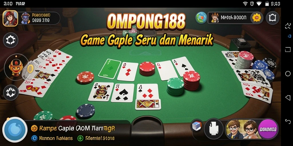 Tampilan gameplay seru dari OMPONG188 yang menampilkan kartu Gaple.