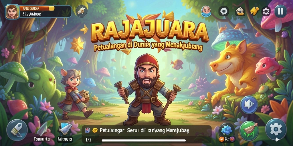 Tampilan gameplay RAJAJUARA menampilkan petualangan seru dan grafik menawan.