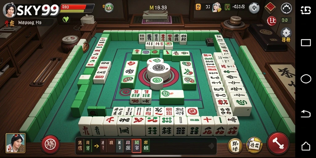 Tampilan gameplay menegangkan di SKY99 dengan ubin Mahjong.